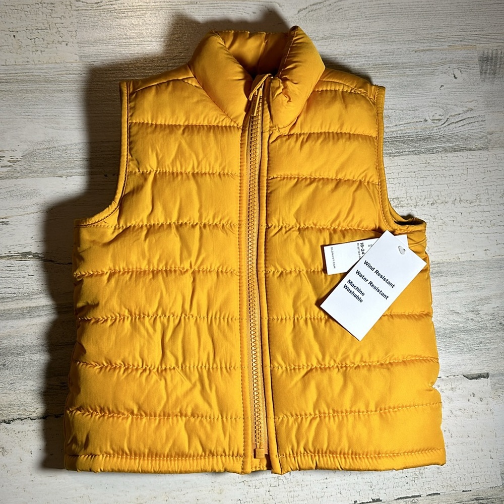 Old Navy Puffer Vest. 18-24 Months. Yellow. Blue. New with tags.